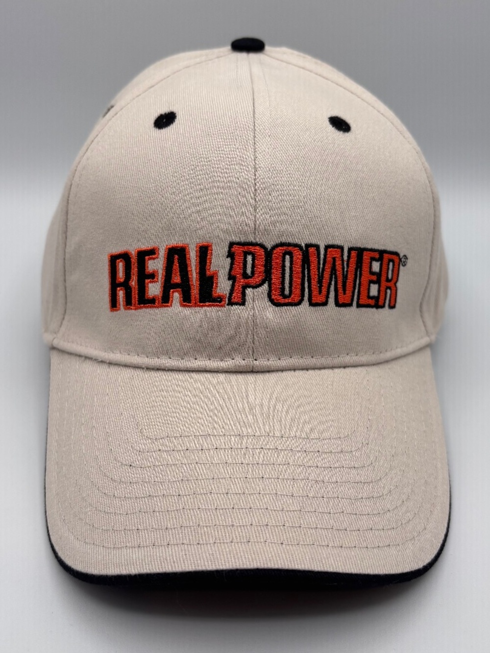 Vintage Real Power Mobile Power Station Beige Embroidered Retro Hat